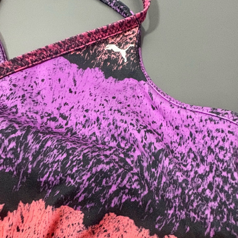 PUMA Strappy Pink and Purple Sports Bra - Picture 3 of 6